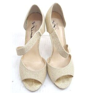 Gold High Heels Sandals Size 8 Bridal Prom Pageant Sparkle Glitter Shoe‎ Wedding